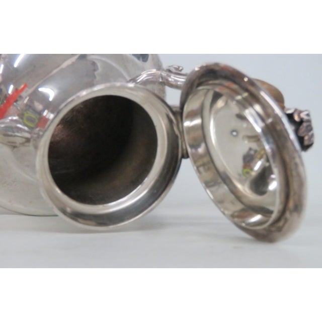 Silver Early 20th Century Silver Plated Swan Neck Tea Coffee Pot Tapered Baluster With Wood Handle For Sale - Image 8 of 16