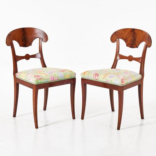 Biedermeier Swedish Dining Chairs in Flame Golden Birch, 1920s, Set of 6 For Sale - Image 3 of 5