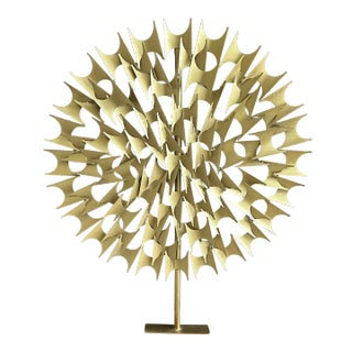 Vintage 31” Brutalist Metal Sunburst Objet in the Manner of Marc Weinstein For Sale
