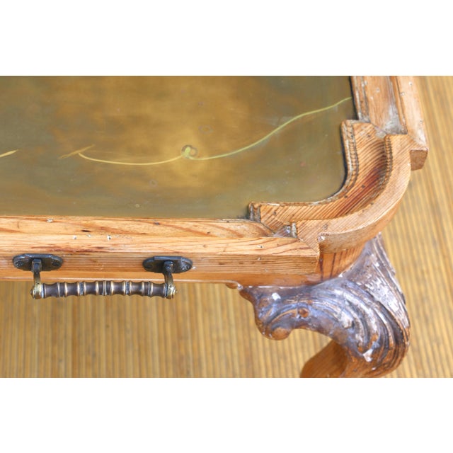 Coffee Vintage Chippendale Brass and Pine Tray Coffee Table For Sale - Image 8 of 12