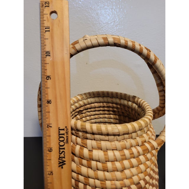 1990s Sweetgrass Hand Woven Basket With Lid For Sale - Image 9 of 11