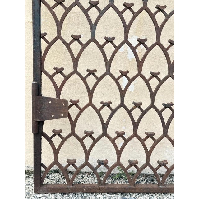 Antique French Art Nouveau Wrought Iron "Repeating Arch" 55x48 Garden Entry Gate For Sale - Image 9 of 18