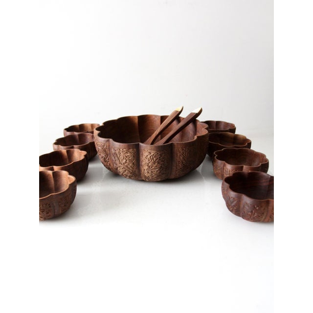 Wood Mid Century Serving Bowl Set For Sale - Image 7 of 12