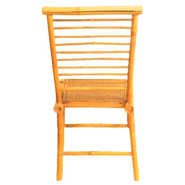 1970s Boho Chic Bamboo & Woven Cane Chair For Sale - Image 4 of 5
