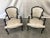 Beautiful pair of 19th c. French Louis XV style arm chairs. This lovely pair of French chairs feature painted walnut...