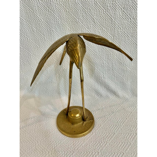 Mid 20th Century Hollywood Regency Chinoiserie Brass Crane Sculptures - A Pair For Sale - Image 4 of 11