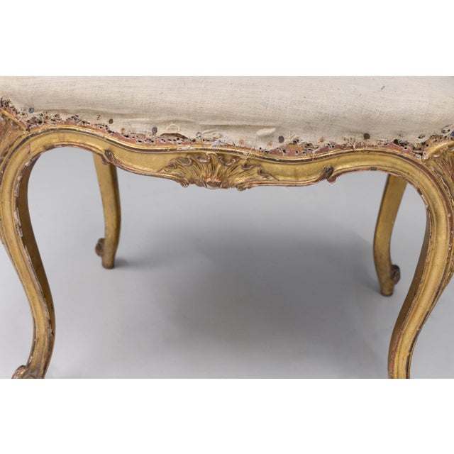 Antique Gilded Stool, 1880 For Sale - Image 4 of 6