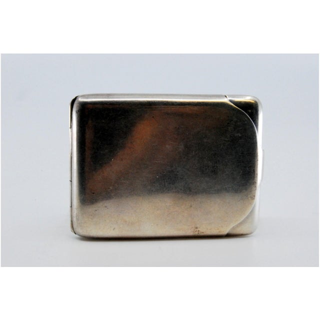 Plain Silver Matchbook with Gold Interior and Hinged Lid For Sale - Image 4 of 11
