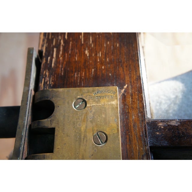 Set of 2 Reclaimed Mid-Century Oak Mission Craftsman Beveled Glass French Swing Double Doors For Sale - Image 11 of 12