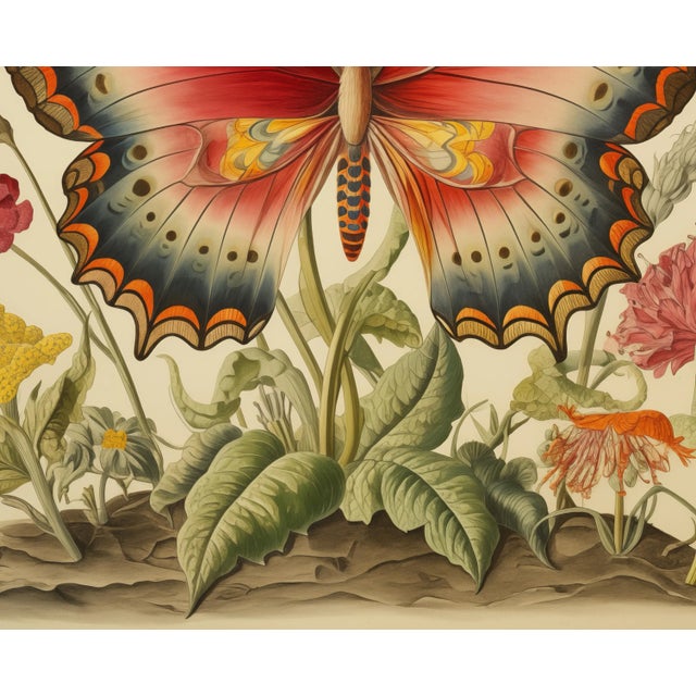 2020s 18" X 18" Framed 'Butterfly and Flowers' Watercolor Botanical Fine Art Print #9 For Sale - Image 5 of 6