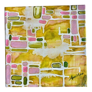 Midcentury Abstract Painting on Stretched Canvas For Sale