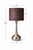 Pair of Contemporary Brushed Nickel Table Lamps With Original Chocolate Brown Drum Shades – 23” For Sale - Image 4 of 8