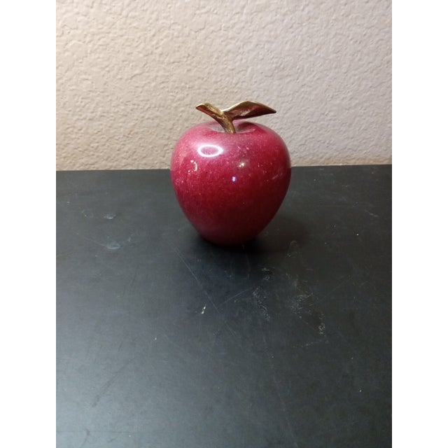 Italian 1980s Alabaster Red Apple Paperweight From Italy For Sale - Image 3 of 4