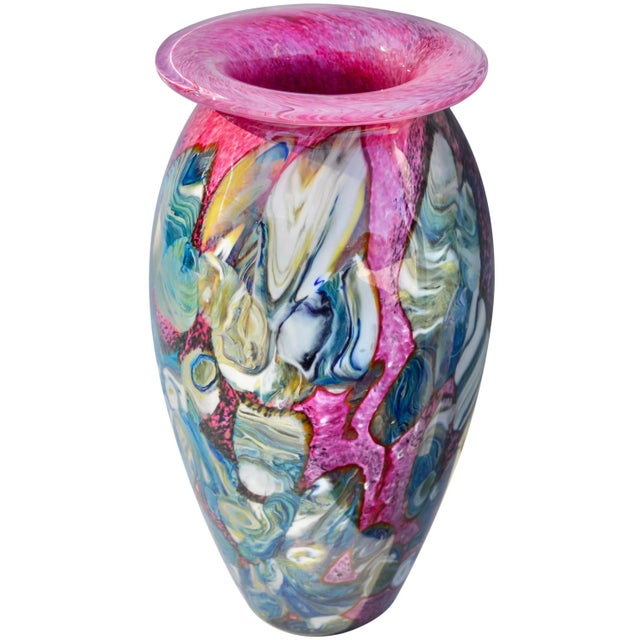 Mid 20th Century Vintage Hand-Blown Colorful Glass Art Vase For Sale - Image 5 of 10