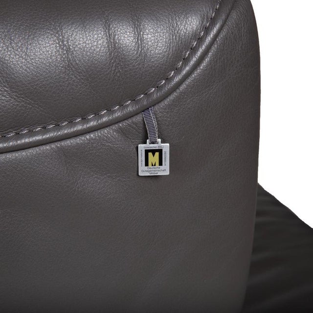 Monroe Leather Corner Sofa in Grey Anthracite and Wood Brown with Right Chaise Lounge and Manual Function from Koinor For Sale - Image 13 of 18