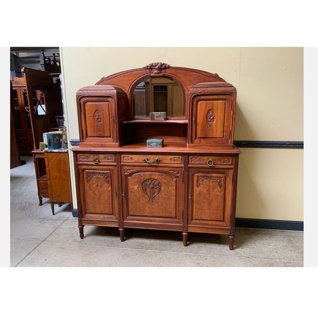 Vintage Art Nouveau Cabinet in Walnut, 1925 For Sale - Image 10 of 13