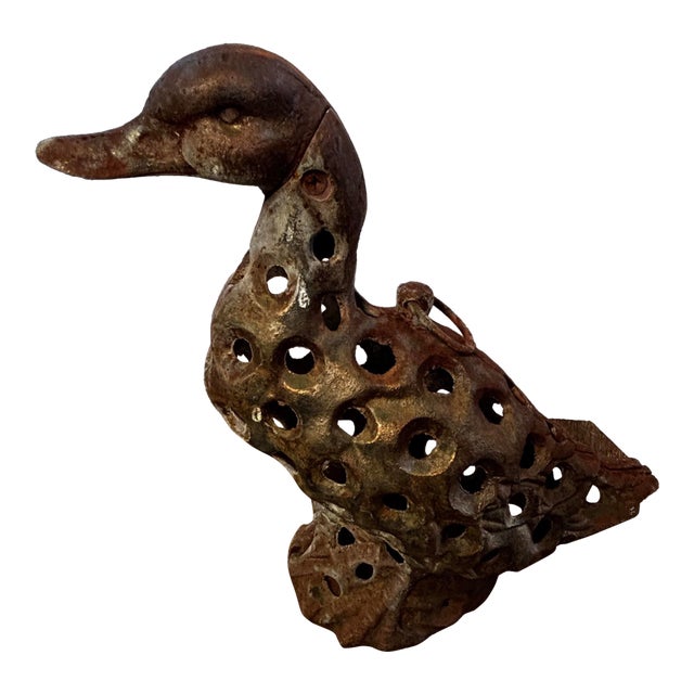 Majestic Vintage Japanese Cast Iron Duck Lantern For Sale