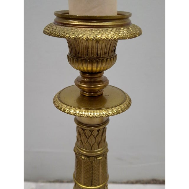 Early 19th Century Early 19th Century Charles X Chiseled Gilt Bronze Candlestick Lamps Attributed Claude Galle - a Pair For Sale - Image 5 of 11