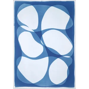 2022, Mid-Century Modern Shapes, Handmade Monotype of "Abstract Rounded Type" on Watercolor Paper by Kind of Cyan