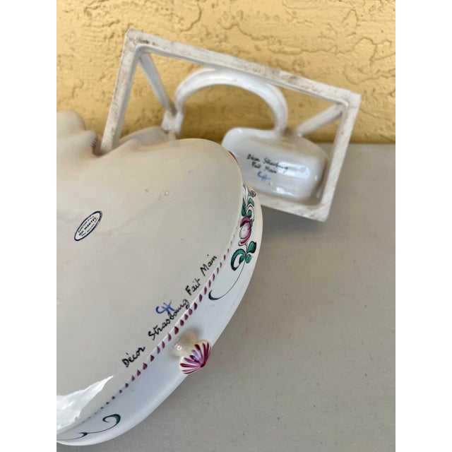 Vintage French Hand Painted Porcelain Violin & Stand For Sale - Image 9 of 10