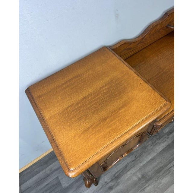 Brown Vintage French Louis XVI Style Bench Cabinet in Oak For Sale - Image 8 of 11