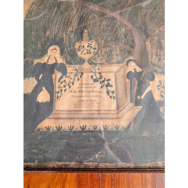Wood 19th Century American Folk Art Memento Mori Memorial Watercolor Painting From Martha's Vineyard For Sale - Image 7 of 12