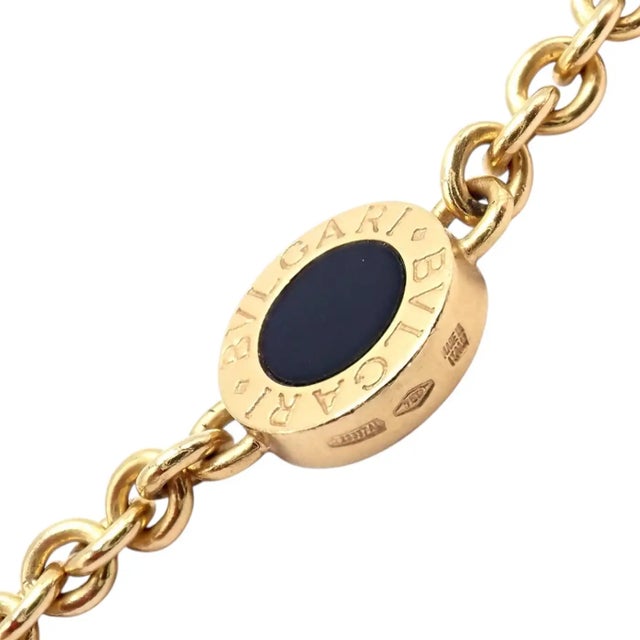 Bulgari Bulgari Signature Black Onyx Yellow Gold Link Necklace For Sale - Image 4 of 11