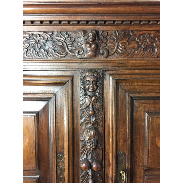 17th Century Renaissance Cupboard in Carved Walnut, 1600 For Sale - Image 5 of 9