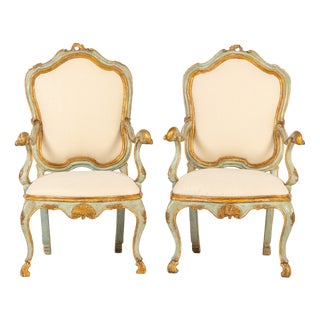 Set of Antique Italian Painted Chairs, 1700s For Sale