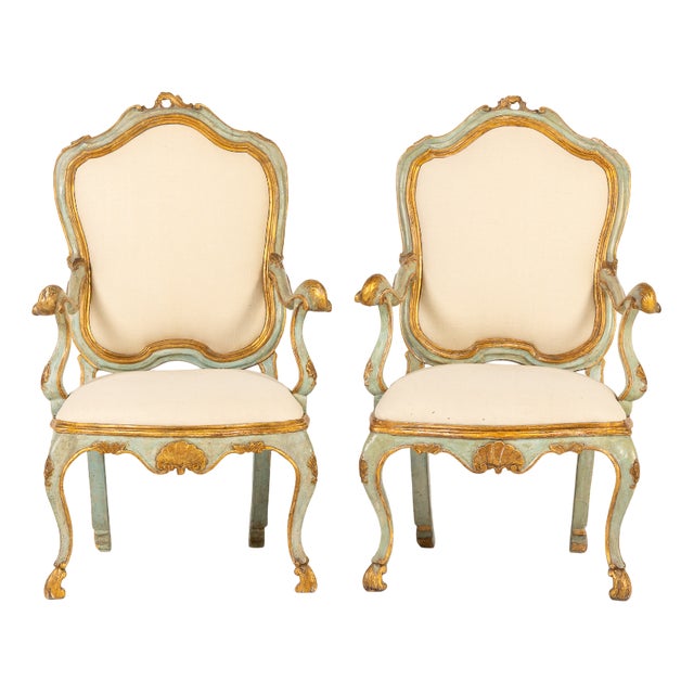 Set of Antique Italian Painted Chairs, 1700s For Sale