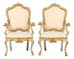 Set of Antique Italian Painted Chairs, 1700s
