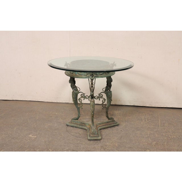 Pompeii Table with Metal Base & Glass Top For Sale In Atlanta - Image 6 of 11