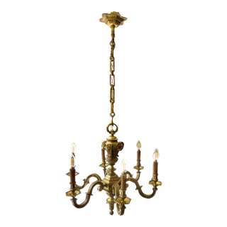 Large Antique French Mazarin Bronze 6 Arm Chandelier For Sale
