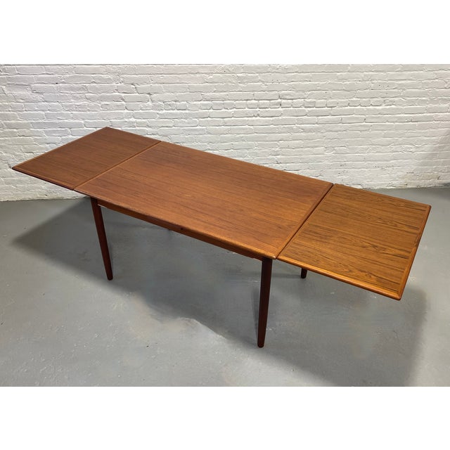 Danish Mid Century Modern Teak Dining Table | Expandable Hidden Leaves, C. 1960’s For Sale - Image 11 of 12