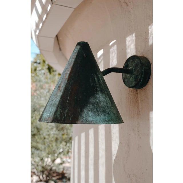 Hans-Agne Jakobsson Hans-Agne Jakobsson 'Tratten' Verdigris Patinated Outdoor Sconce For Sale - Image 4 of 12