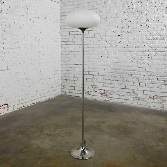 Mid 20th Century Mid-Century Modern Floor Lamp Chrome With Frosted Glass Mushroom Globe by Laurel Lamp Co. For Sale - Image 13 of 13