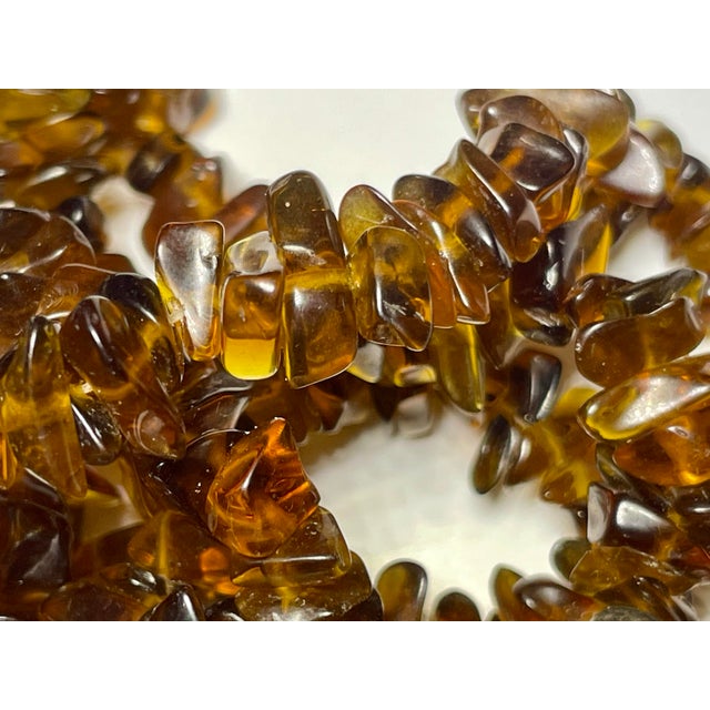 Mid 20th Century Gemstone Necklace Double Strand Natural Cognac Honey Amber Necklace Sterling Silver Clasp For Sale - Image 5 of 7