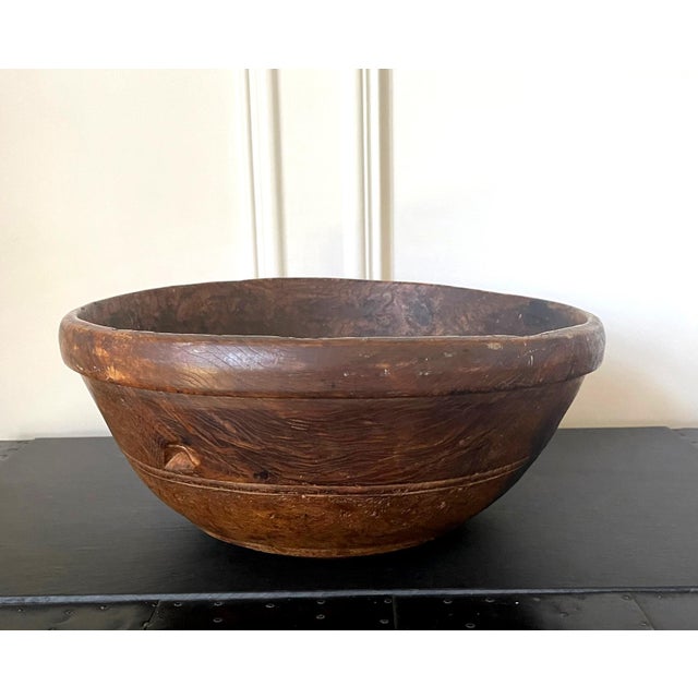 Brown Large Antique American Burl Bowl For Sale - Image 8 of 17