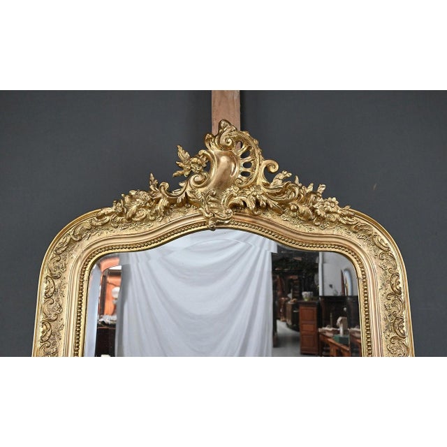 Beveled Mirror with Pediment, Louis Xv Style Second Half of the 19th Century For Sale - Image 5 of 12