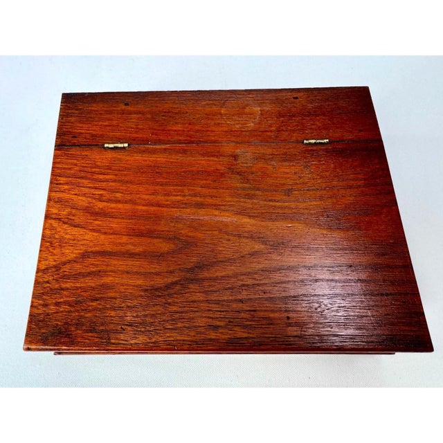 Vintage Hardwood Document Box With Hinged Lid For Sale - Image 4 of 12