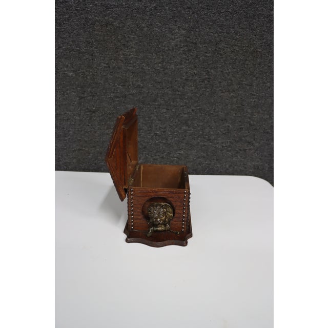 Wood Antique Black Forest Carved Wooden Cigar Humidor Box For Sale - Image 7 of 13