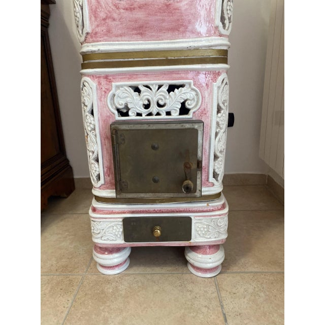 Ceramic 1970s Majolica Pink Stove From Florence For Sale - Image 7 of 12
