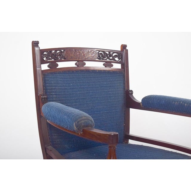 English Ladys Chair in Blue Upholstery For Sale - Image 10 of 15