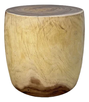 Raw Acacia Wood Drum Side Table / Stool