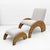Set of Lounge Chair and Ottoman in Curved Wood and Ivory Bouclé, 1960 For Sale - Image 10 of 10