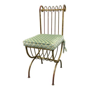 S. Salvadori Attributed Italian Gilt Metal Chair, Circa 1960's