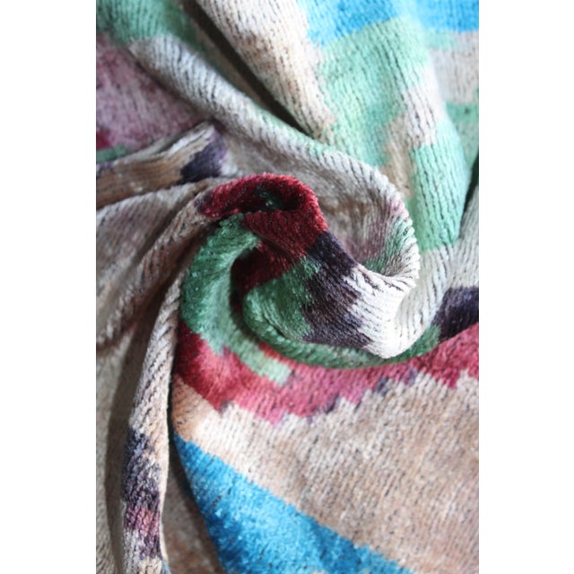 Contemporary Velvet Ikat Bohemian Throw Pillow For Sale In Washington DC - Image 6 of 8