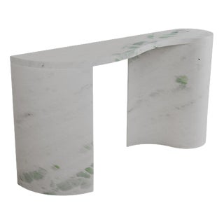 White Marble Stone Curved Organic Dune Console by Esther Knopfler For Sale