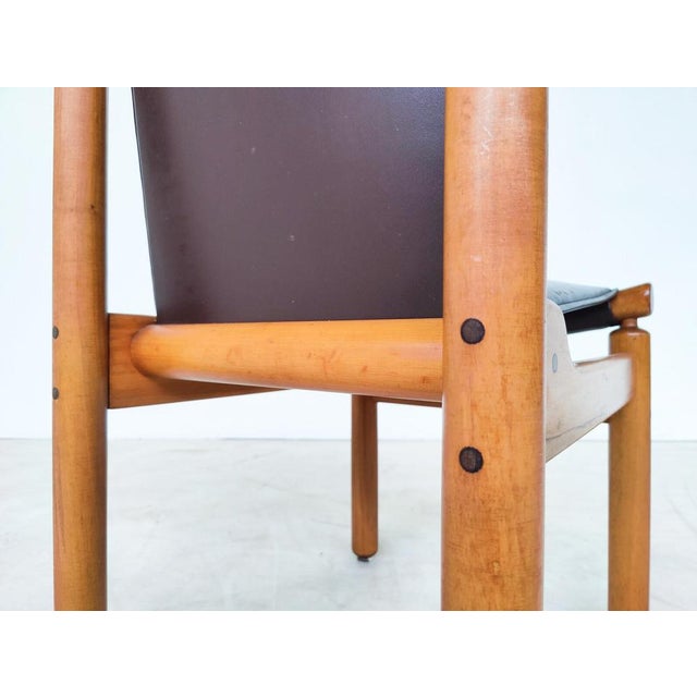 Brown Mid-Century Modern Leather Dining Chairs attributed to Ilmari Tapiovaara, 1970s, Set of 4 For Sale - Image 8 of 11