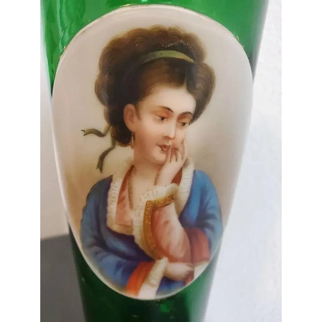 Glass 19th Century Bohemian Moser Gilded Green Art Glass Vase For Sale - Image 7 of 11